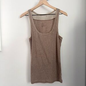 American Eagle XL Y2K Floral Lace Back Tank Top Tan Beige Dainty Racerback 2000s